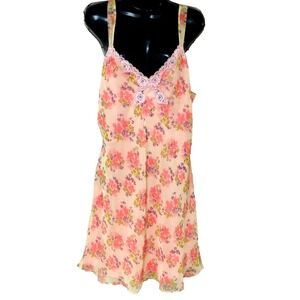 Y2K Slip‎ Dress Robe Set Women M Lace Fairy Cottagecore Floral 2 PC Cabernet